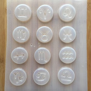 Molde de plástico de 4 cm con signos del zodíaco: juego completo, molde de resina, suministros para moldes, jabón de chocolate con epoxi UV, cera para velas, ducha con vaporizador, signo del zodíaco, horóscopo