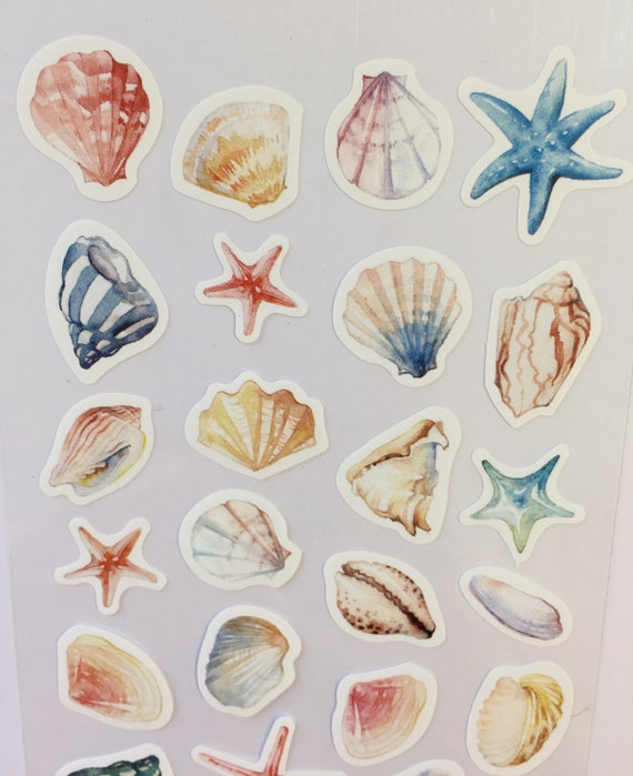 Shells Sticker Sheet 1 Sheet Seashell Seashells Conch Etsy Canada