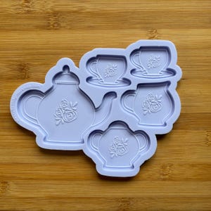 Ensemble floral de thé vintage, moule en silicone, moule en caoutchouc de silicone sans danger pour les aliments pour bijoux en résine, pâte polymère, savon au chocolat, cire fondante