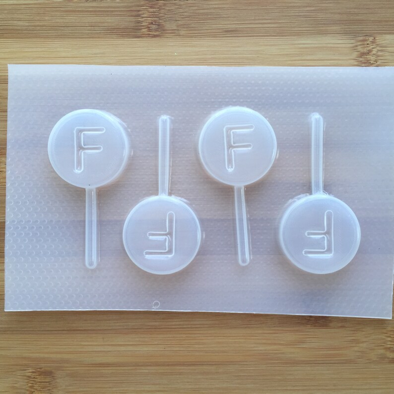 Letter F Lollipop Plastic Mold Resin Mold Upper case Supplies Circle Round Alphabet Chocolate Fondant Lolli pop Stick Molds for Resin
