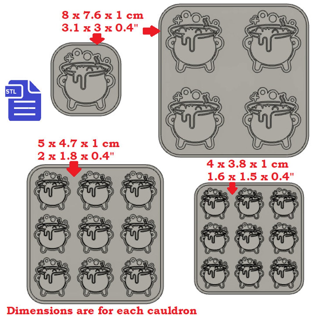 Bubbling Cauldron 1cm Deep Silicone Mold Housing STL File Etsy