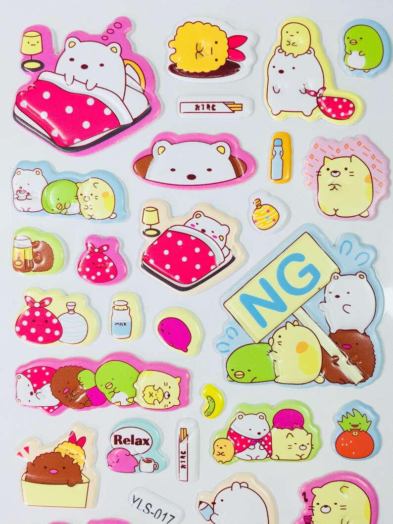 Sumikko Gurashi Puffy Stickers 1 Sheet Kawaii Stickers | Etsy