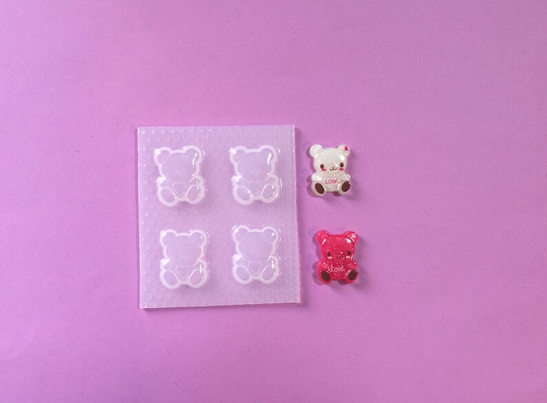 Small Flat Teddy Bear Mold Cake Decoration Flexible Plastic Molds Fondant Bears Mold