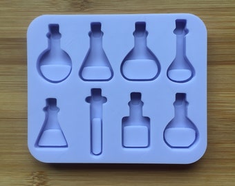 Potion Bottles Silicone Mold - resin mould, soap, candle wax melt, chocolate candy, cup cake topper decoration, ice cube, flexible