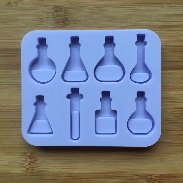 Potion Bottles Silicone Mold - resin mould, soap, candle wax melt, chocolate candy, cup cake topper decoration, ice cube, flexible