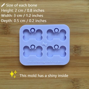 Hueso de 3cm con molde de silicona de aro, molde de goma de silicona seguro para alimentos para resina, chocolate, cera, caramelo, collar de mascota, etiqueta, pendientes colgantes 4 bones