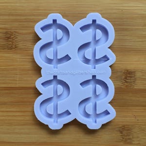 Dollar Sign Silicone Mold, Food Safe Silicone Rubber Mould for resin polymer clay chocolate soap wax fondant candy jewelry making