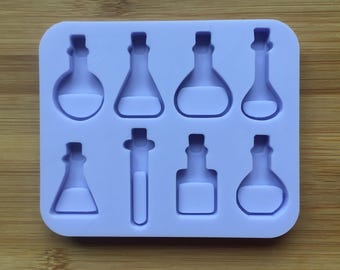 Silikonform Trank Flaschen - Harzform, Seife, Kerzenwachs schmelzen, Praline, Cupcake Topper Dekoration, Eiswürfel, flexibel