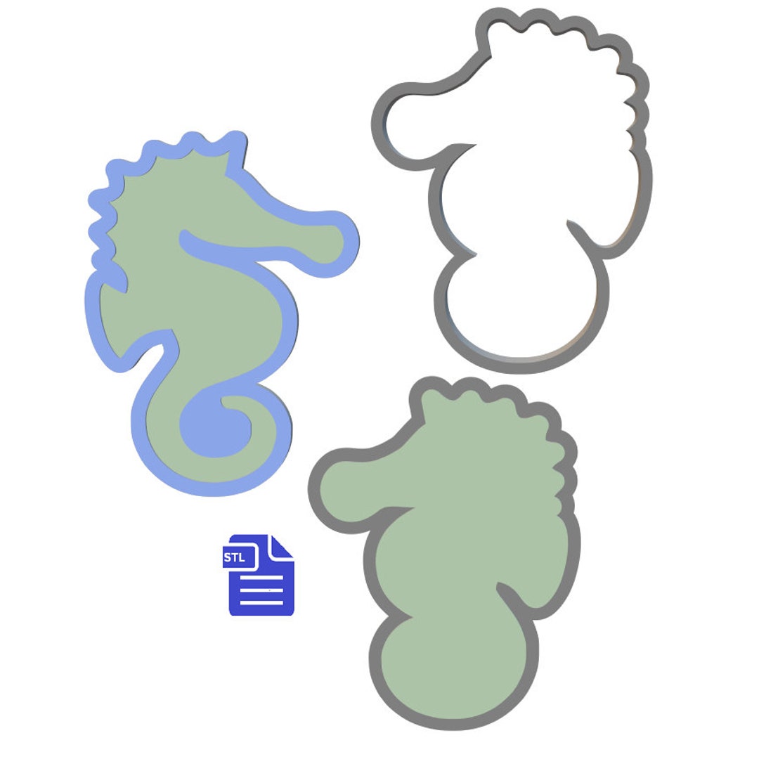 3pc Seahorse Bath Bomb Mold STL File for 3D Printing FILE Etsy