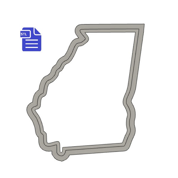 Georgia State Cookie Cutter STL File - for 3D printing - FILE ONLY - Georgia State Map Outline cookie cutter digital download