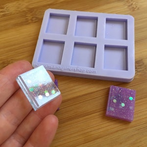1&quot; Book Silicone Mold, Food Safe Silicone Rubber Mould for resin polymer clay chocolate soap wax fondant candy jewelry making