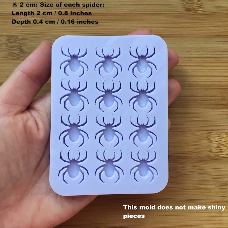 1cm or 2cm Spider Silicone Mold, Food Safe Silicone Rubber Mould for resin polymer clay chocolate soap wax fondant jewelry tiny shaker bits 2 cm spiders