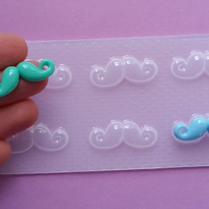 Tiny Mustache Resin Mold - Small Moustache Flexible Plastic Resin Molds - Mustache Fondant Mold - Resin Jewelry Molds