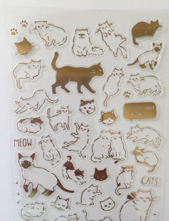 Hojas de pegatinas impresas con motivos gatos para joyas de resina