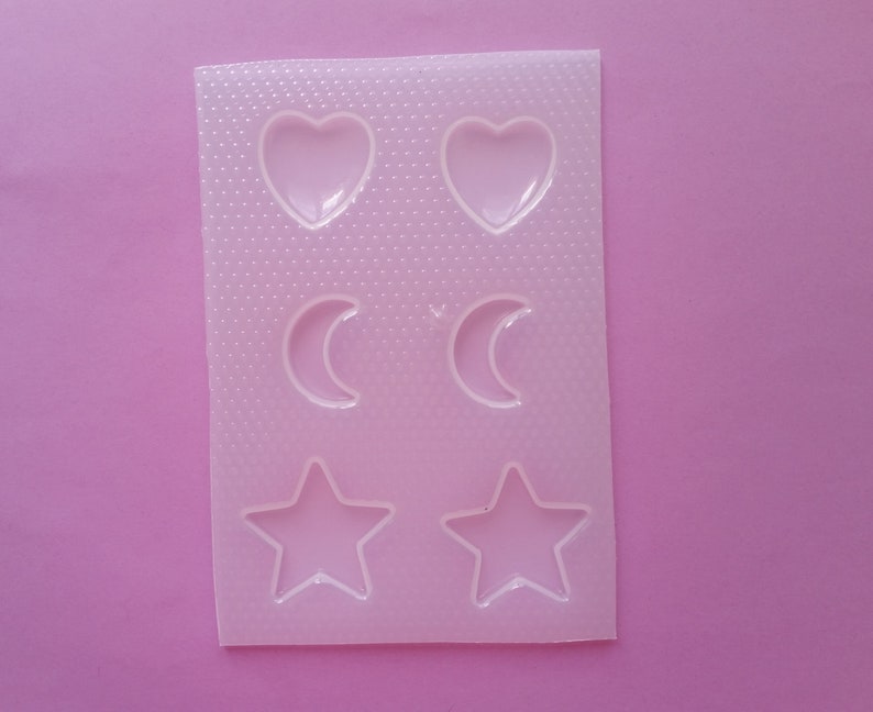 Heart Moon Star Palette Resin Mold Crescent Moon Jewelry Mold Small Flexible Plastic Resin Molds Flat Stars DIY Fondant Mold