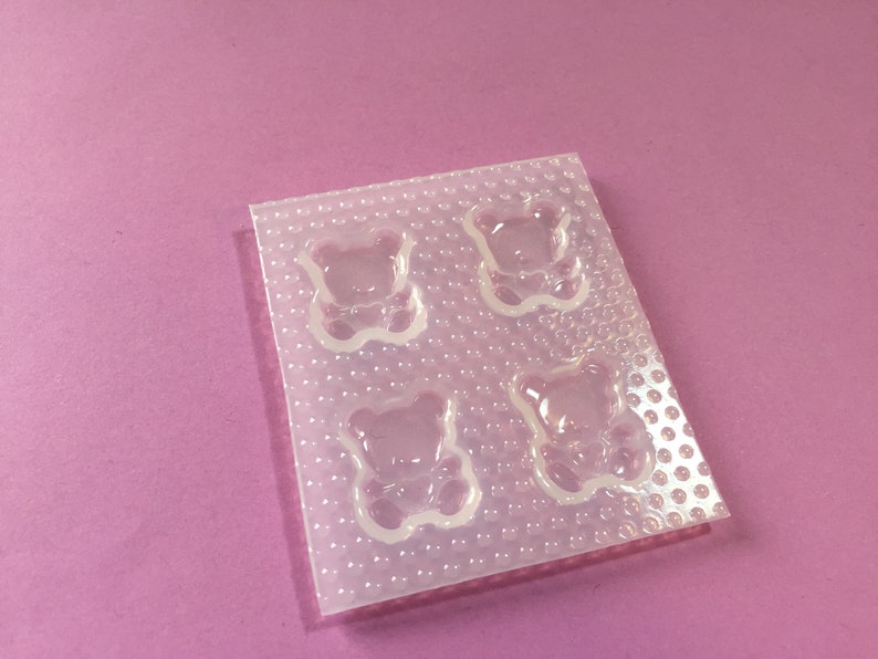 Small Flat Teddy Bear Mold Cake Decoration Flexible Plastic Molds Fondant Bears Mold