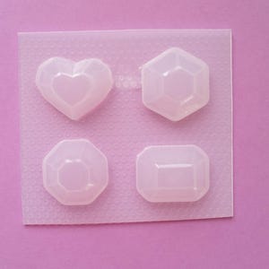 Molde de plástico para gemas 3D - Anillo Pop - Gema de diamante con forma de corazón - Moldes flexibles de resina - Molde de resina para joyería - Molde de resina grande