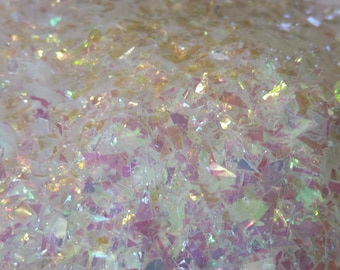 Iridescent White Cellophane Glitter Flakes - Refill Bag - Mylar Glitter Flakes - Chunky Glitter - 1 tbsp - 2 tbsp - 3 tbsp - 4 tbsp