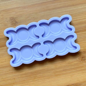 Triple Moon Silicone Mold, Food Safe Silicone Rubber Mould for resin polymer clay chocolate soap embed wax fondant candy jewelry making