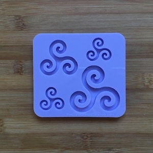 Triple Spiral Mold - resin mould, soap bath bomb, candle wax melt, chocolate candy , cup cake topper decoration, ice cube, flexible silicone