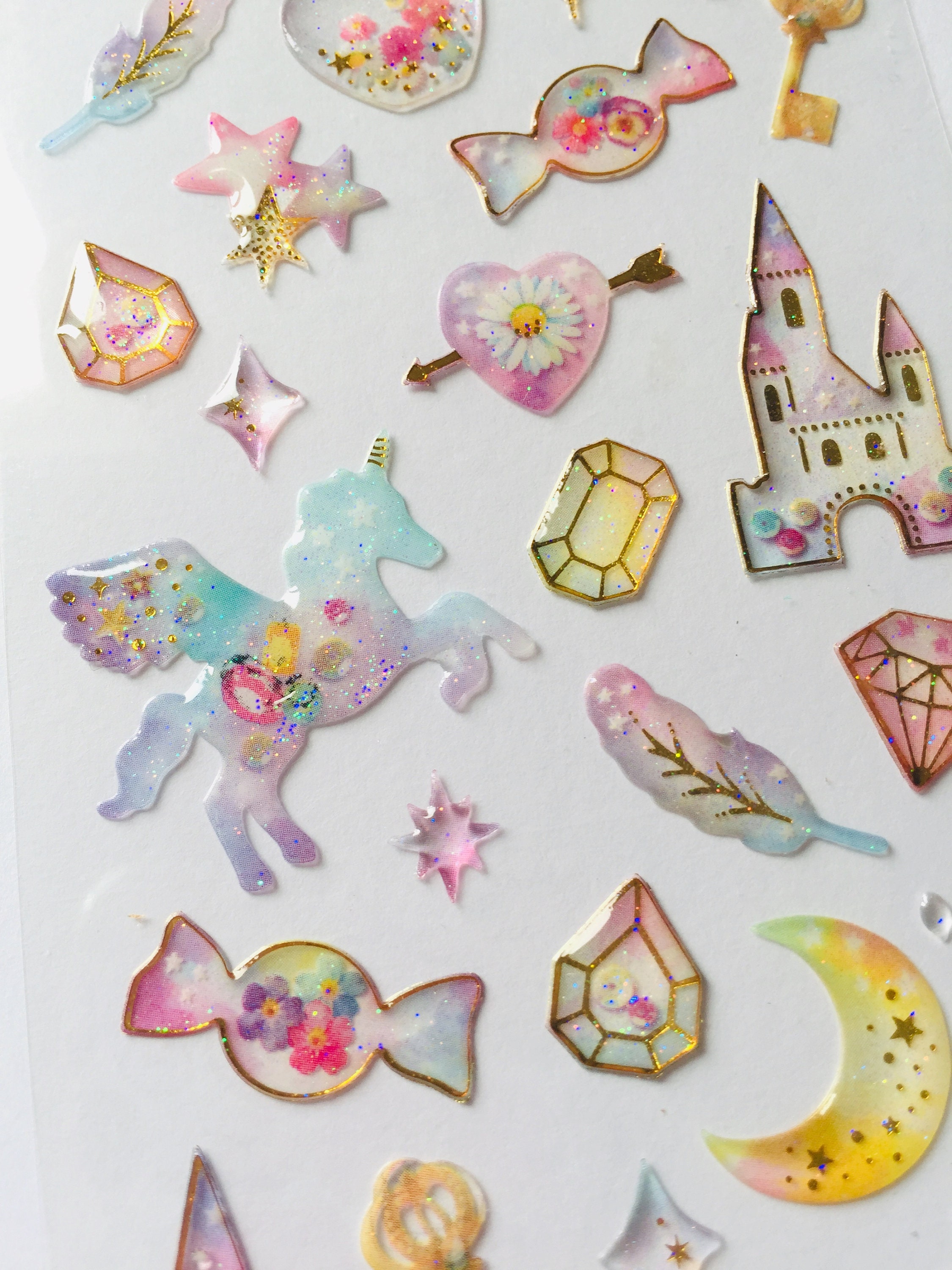 Kawaii Magic Planet Translucent Gilding 3D Stickers Cute Stickers, Diamond  Unicorn Cats Planets Fish Stickers, Scrapbook Planner Stickers 