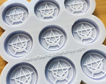 1" Pentacle Crescent Moon Silicone Mold