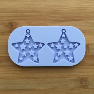 2" Star with hoop Silicone Mold, Food Safe Silicone Rubber Mould for resin polymer clay chocolate wax fondant candy jewelry making earrings