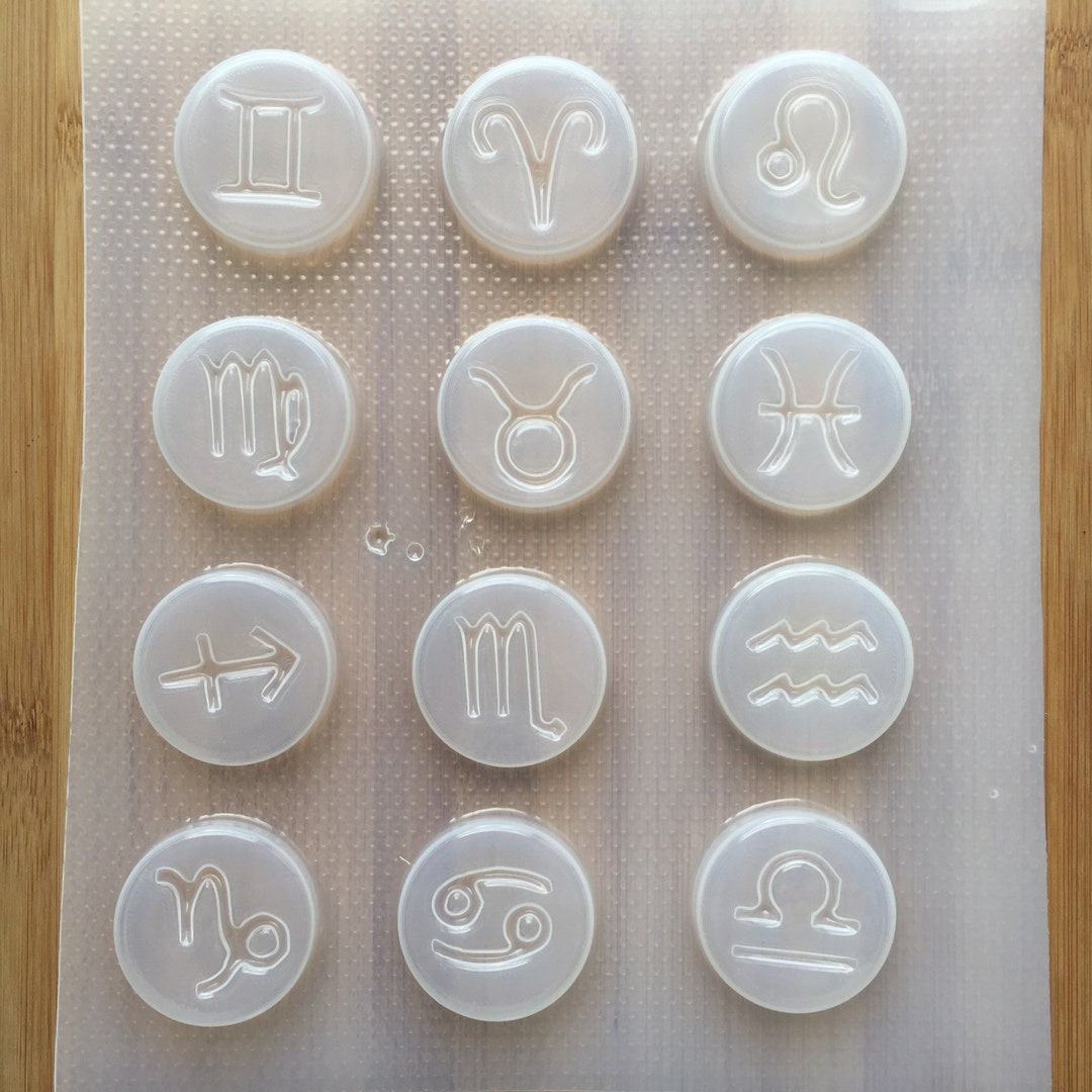 4 Cm Zodiac Signs Plastic Mold Full Set, Resin Mold, Supplies Mould, UV