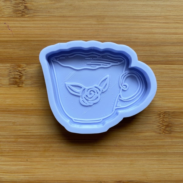 2.8" Floral Teacup Silicone Mold, Food Safe Silicone Rubber Mould for resin polymer clay chocolate soap waxmelt fondant candy jewelry making