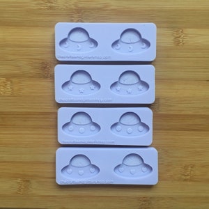 1.5&quot; Kawaii Spaceship Silicone Mold, Food Safe Silicone Rubber Mould for resin polymer clay chocolate soap wax fondant candy jewelry making