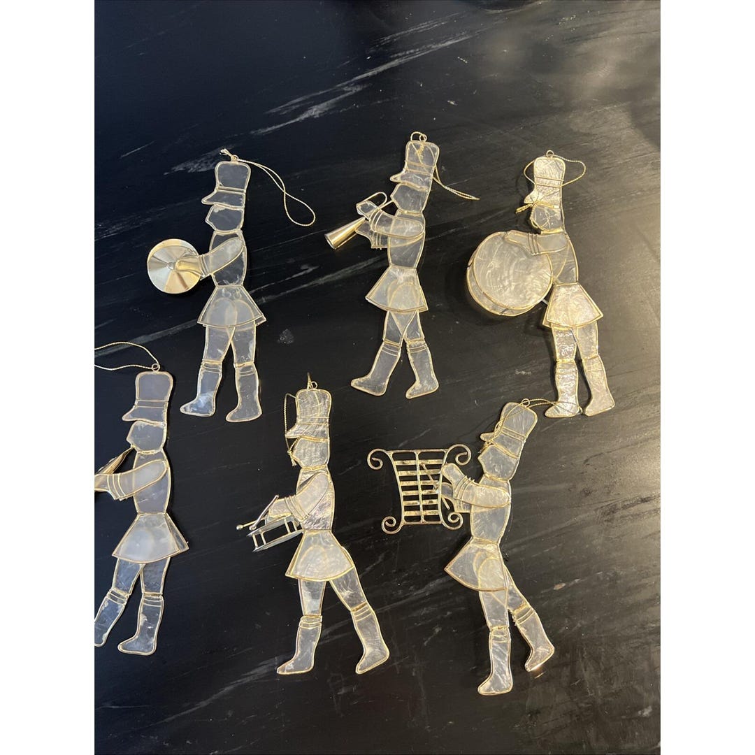 Vintage Capiz Shell Marching Band Moveable Legs Instruments Drums Set ...