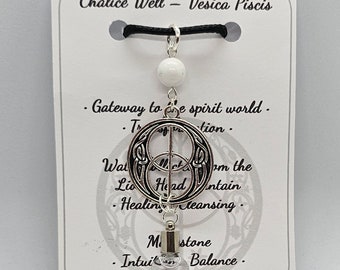 Chalice Well - Vesica Piscis pendant with Red Spring water and Moonstone gemstone