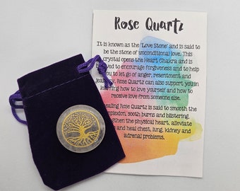 Rose Quartz Engraved Tree of Life Crystal Sacred Symbol