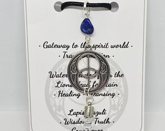 Chalice Well - Vesica Piscis pendant with Red Spring water and Lapis Lazuli gemstone