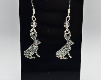 Quartz Hare Earrings with Sterling Silver Hooks