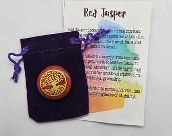 Red Jasper Engraved Tree of Life Crystal Sacred Symbol