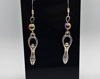 Rainbow Hematite Goddess Earrings with Sterling Silver Hooks