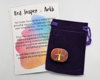 Red Jasper Engraved Ankh Crystal Sacred Symbol