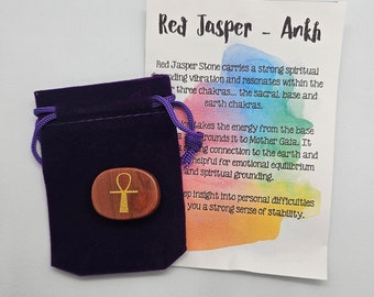Red Jasper Engraved Ankh Crystal Sacred Symbol