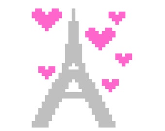 C2C Graph, France, hearts, Eiffel Tower, Paris, blanket, pattern, instant download, color graph, letter graph, crochet, knitting