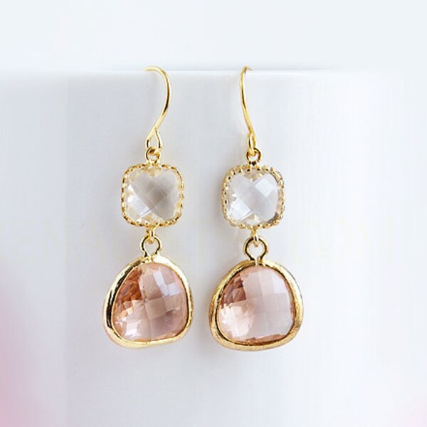 Peach Drop Earrings Etsy
