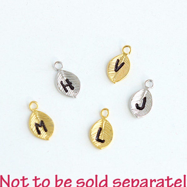 Add an initial leaf, personalized leaf charm, monogram stamped letter to the jewelry from my shop