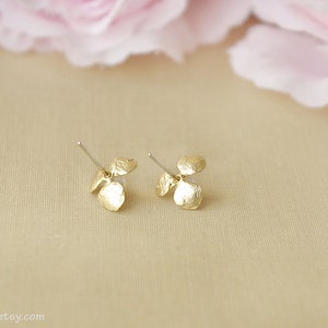 Gold stud earrings pearl gold earrings, Bridesmaid gift, pearl earrings stud, june birth stone, gold flower earrings post pearls image 4