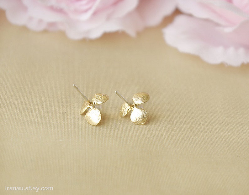 Gold stud earrings pearl gold earrings, Bridesmaid gift, pearl earrings stud, june birth stone, gold flower earrings post pearls image 4