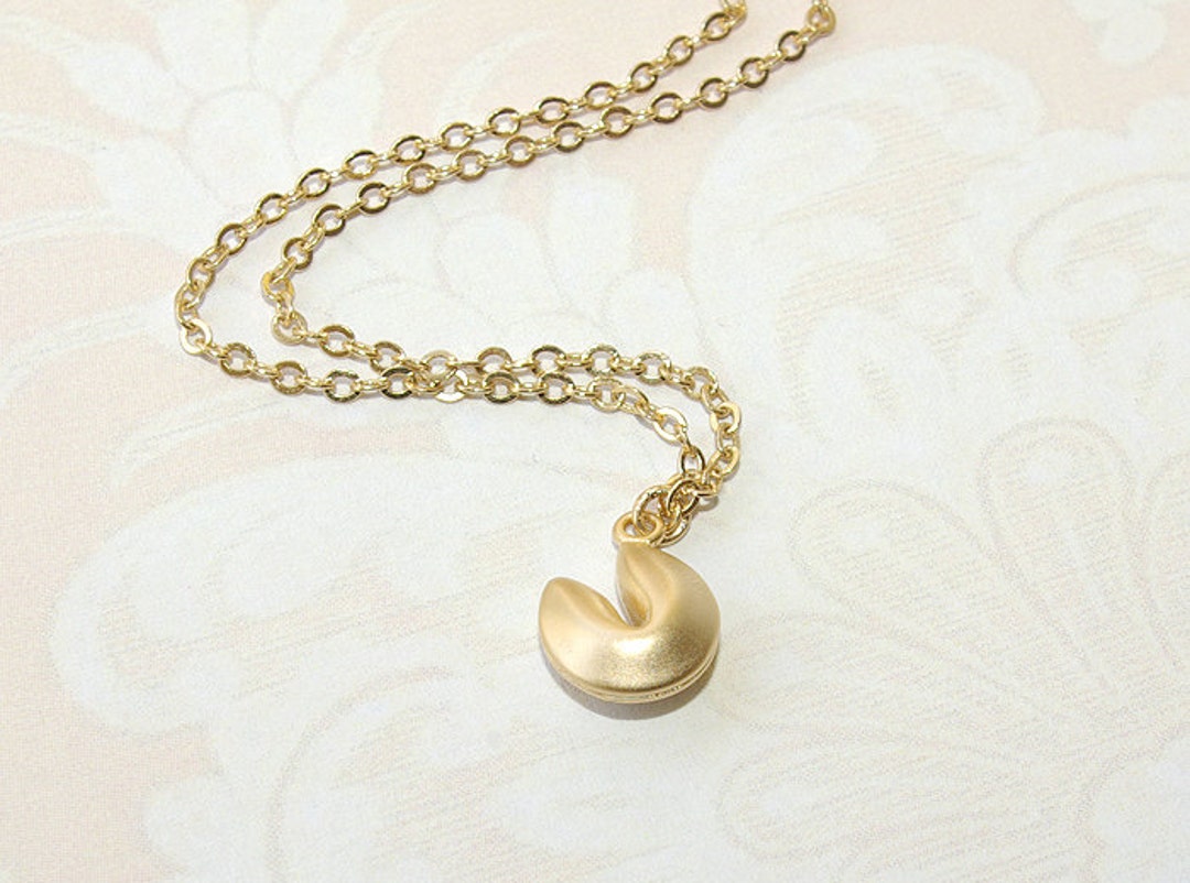 Fortune Cookie Necklace Gold Cookie Necklace Charm Necklace - Etsy