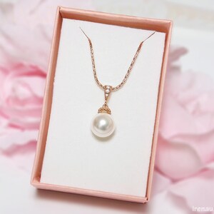 Rose Gold Pearl Necklace, Wedding Bridal Pearl Pendant, Rose Gold ...