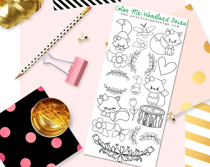 Woodland Fox Sticker Planner Kawaii Sticker Kawaii Kawaii Planner Sticker Erin Condren Fox Planner Sticker Agenda Coloring Sticker