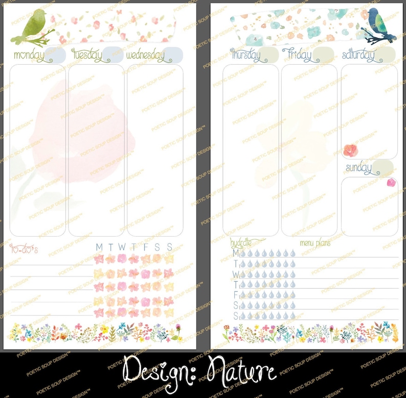 Planner Inserts | Agenda Inserts | Planner | Personal Size PRINTED Insert | WO2P | FiloFax | Planner Insert | Printed Planner Pages | LV mm image 2