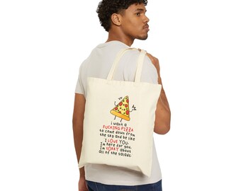 Draagtas grappige pizzaliefhebber, boodschappentas kaas vervoeren, herbruikbare canvas tas, milieuvriendelijke markttas, boodschappentas, draagtas kaas