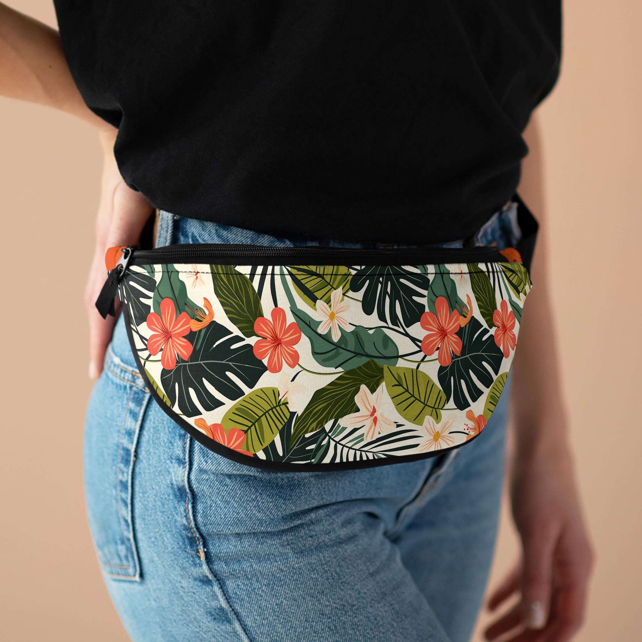 Beabes Aloha Post Waist Packs Modern Brush Hawaii Hello Hi Abstract Ink Black Word On White Drawn Fanny Bags With Headphone Hole Hiking Camping Fishin Aloha Vibes Fanny Pack, Tropical Waist Bag, Hawaiian Style Belt